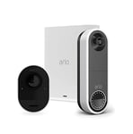 Arlo Pack composé de : Caméra Ultra 4K HDR avec Station D'Acceuil et Sonnette Vidéo Connectée sans Fil - Blanc