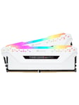 Corsair Vengeance RGB PRO DDR4-3200 - 32GB - CL16 - Dual Channel (2 pcs) - Intel XMP - Hvit med RGB