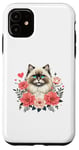 Coque pour iPhone 11 Roses Flowers Himalayan Cat