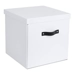 Bigso Box of Sweden boite de rangement avec couvercle – grande boite pliable pour les vêtements, les jouets, etc. – caisse de rangement avec poignée en panneaux de fibres et papier – blanc