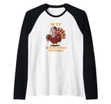 WTF Where's The Football Thanksgiving Dinner Funny Turkey Raglan Baseball Tee