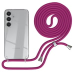 For Samsung Galaxy S24 phone case with lanyard chain Case Pink