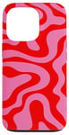 Coque pour iPhone 13 Pro Simple abstrait rose et rouge ondulé tourbillon