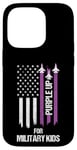 Coque pour iPhone 14 Pro Purple Up For Military Kids Drapeau américain Enfant militaire