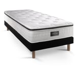 Prestige Literie - Ensemble matelas sommier Privilège 90 x 200 cm - Couleur : Noir