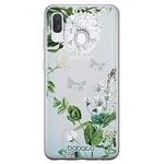 Babaco ERT GROUP mobile phone case for Samsung A40 original and officially Licensed pattern Flowers 030 optimally adapted to the shape of the mobile phone, partially transparent