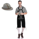 Bavariansk Oktoberfestdräktset för Män för Uppklädda Oktoberfest och Öl Festival 2XL Black