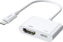 Joyroom Av-Adapter Lightning (Hane) Till Digital Hdmi (Hona) + Lightning (Hona) Fullhd 1080P 60Hz Vit (S-H141 Vit)