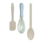 Zeal JSET28C Non-Stick Silicone Cooks Spoon, Whisk & Spatula 3-Piece Set, Cream/Duck Egg Blue