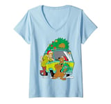 Womens Christmas Scooby Doo Tree on Mystery Machine Shaggy V-Neck T-Shirt