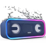 DOSS Bluetooth Speaker, SoundBox Pro+ Wireless Pairing Speaker with 24W Stereo Sound, Punchy Bass, IPX6 Waterproof, 15Hrs Playtime, Multi-Colors Lights, for Home,Outdoor-Blue