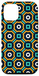 iPhone 12/12 Pro Navy Blue Mustard Yellow Teal Square Circle Art Deco Pattern Case