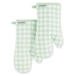 KitchenAid Gingham Oven Mitt 2-Pack Set, Pistachio, 7"x13"