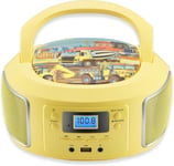 Boombox portable Radio FM Entrée AUX CD/CD-R USB Prise casque Système compact Lecteur CD Radio CD Chaîne stéréo Radio enfant Boombox (jaune glamour)