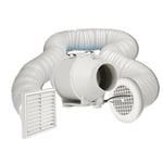 AirTech-UK Inline Bathroom Shower Fan Kit 100mm with Timer Fan 4" Powerful