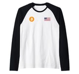 BTC Bitcoin American Flag Crypto Revolution Raglan Baseball Tee