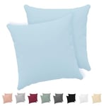 Twinzen® Taie Oreiller 50x50 (Lot de 2) - 100% Coton Jersey 150 GSM - Bleu - Taie d'oreiller 50x50 - Housse de Coussin avec Fermeture Éclair - Certifié Oeko-Tex