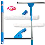 Window Cleaning Tool Mop Wash & Wipe Set Extension Pole Telescopic Squeegee Kit