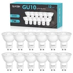 QNUJN GU10 LED Bulbs, Cool White 6000K LED Light Bulbs,7W 500lm Energy Saving GU10 Bulbs,50W Halogen Spotlight Equivalent,38° Beam Angle, Non-Dimmable, for Home Lighting Decor 12 Packs