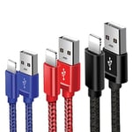 for iPhone Charger Cable, USB Cable 3Pack, USB Charger Braided Long Phone USB Fast Charging Cable Compatible with iPhone 14/13/12/11/Pro/Xs Max/X/8/7/Plus/6S/6/SE/5S and More (3 Pack 3M)