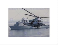 Wee Blue Coo War Air Force Helicopter Chopper Uh1n Huey USS Rushmore Wall Art Print