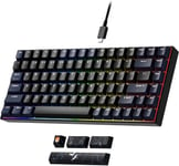 GM840 Clavier Gaming sans Fil Mini,Clavier Mécanique 60% Blanc et Gris USB/Bluetooth/2.4Ghz,Clavier Gamer Mecanique RGB Rétroéclairé échangeable à Chaud pour PC/Mac/Win(Jaune)