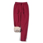 XiuLi Pantalon de survêtement Thermique pour Femme Pantalon d'entraînement à glissière Sport Fitness avec Poches (Color : Red, Size : 4XL)