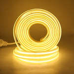 XUNATA COB Bandes à LED 220V, 280Leds/m IP65 étanche Super Lumineux Bandeau LED Flexible pour armoire, cuisine, maison, chambre à coucher, décoration intérieure DIY (Blanc chaud, 10M)