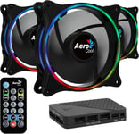 Eclipse 12 Pro Bundle ¿ 3 x ARGB fans 120mm, 1 x H66F HUB, Remote Control, RGB LED Dual Slim Ring Lighting, Includes 6-pin connector, Curved blades and Anti-Vibration Pads, PC Fan, Black