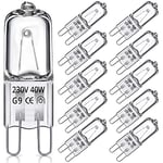 G9 Halogen Light Bulbs 40W, TOKIISHE G9 Dimmable Capsule Bulb for Oven, Wax, Lamps, 2800K Warm White, 230V, 10 Packs