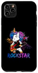 Coque pour iPhone 11 Pro Max Licorne Rock Star Guitare à bascule Musique Chanteur Rock Band