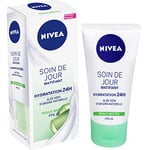 NIVEA Soin de Jour Essentials 24H Hydratation Intense + Matifiant (1 x 50 ml), crème hydratante visage, soin femme & homme enrichi en minéraux et antioxydant