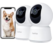 LAXIHUB 2K Pet Camera 2 Pack,PTZ Dog Camera with App,Puppy Camera/Cam,Auto Tracking,Night Vision,Motion&Noise Detection,2-Way Audio,Privacy Mode,Indoor CCTV Wifi Camera for Baby&Elder,Cat