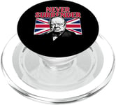 Winston Churchill Never Surrender avec drapeau Union Jack PopSockets PopGrip pour MagSafe