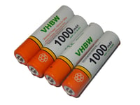 vhbw Lot 4 piles rechargeables AAA, HR03 1000mAh compatible avec Siemens Gigaset A400a Trio, A400a Quattro, A585 Duo, A585 Quattro, AS285, AS320