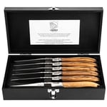 Laguiole Style de Vie Grillknive Laguiole Olive Wood Glat Pakke 6 stk. 1 set