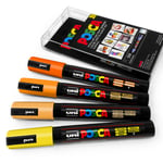 Uni Posca Pc-5m Art Marker Paint Pen - Sunrise Tones - 4 Set In Plastic Wallet