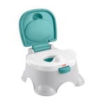 Fisher-Price Pot 3-en-1 gris et vert, transformable en réducteur pour toilettes et marchepied pour apprendre la propreté à bébé et aux tout-petits, GYP61