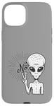 iPhone 15 Plus Funny and cute Grey Alien "No" V-Finger Gesture Case