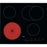 AEG HRX64360C Radiant Hob, Ceramic Hob, Series 3000, 4 Cooking Zones, 49cm, Touch Control, Gas on Glass, Residual Heat Indicators, Built-in Hob, Black