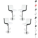 Wyctin - Hofuton Lot de 4 Tabouret de Bar Chaise de Bar avec Dossier et Repose-Pieds Tabouret Européen Blanc+Noir