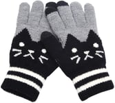 XUEXIU Gants d'hiver Femmes Hommes coupés Chat Tricot Tactile Doigts de Doigts clic Clique écran Gant en Molleton Chaud Gants sensoriel (Size : L Black)