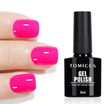 TOMICCA Vernis Semi Permanent Rose Neon Pink, 8ml Vernis Gel Semi Permanent Soak-Off UV/LED Série Neon Pink Cadeau Pour Studio de Manucure DIY Home