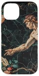 Coque pour iPhone 14 Noir Art Déco Floral Michel-Ange Création Of Adam Sixtine