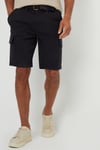 Threadbare Mens Black 'Couture' Belted Cargo Shorts With Stretch - Size 34 (Waist)