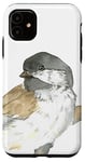 Coque pour iPhone 11 Casquette noire en forme de mésange aquarelle portrait faune