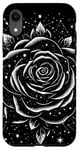 Coque pour iPhone XR Rose noire recouverte d'étoiles