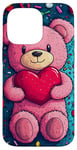 Coque pour iPhone 14 Pro Max Ours en peluche coeur Saint-Valentin