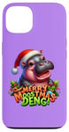 Coque pour iPhone 13 Adorable bébé hippopotame Moo Deng Merry Moostmas Christmas Cheer