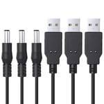 lot de 3 Câble USB DC 5V vers 5.5 * 2.1mm 1M,DC USB Cable d'alimentation 5V Barrel Jack pour Routeur/Caméra/Enregistreur de Voiture/Lampe de Bureau/TV Box/Parleur/USB Ventilateur,etc